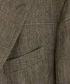 Italian Linen Casual Suit in Olive Glenplaid