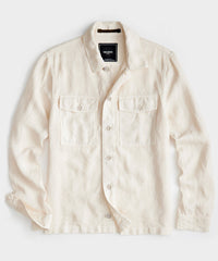 Italian Linen CPO Shirt Jacket in Chalk