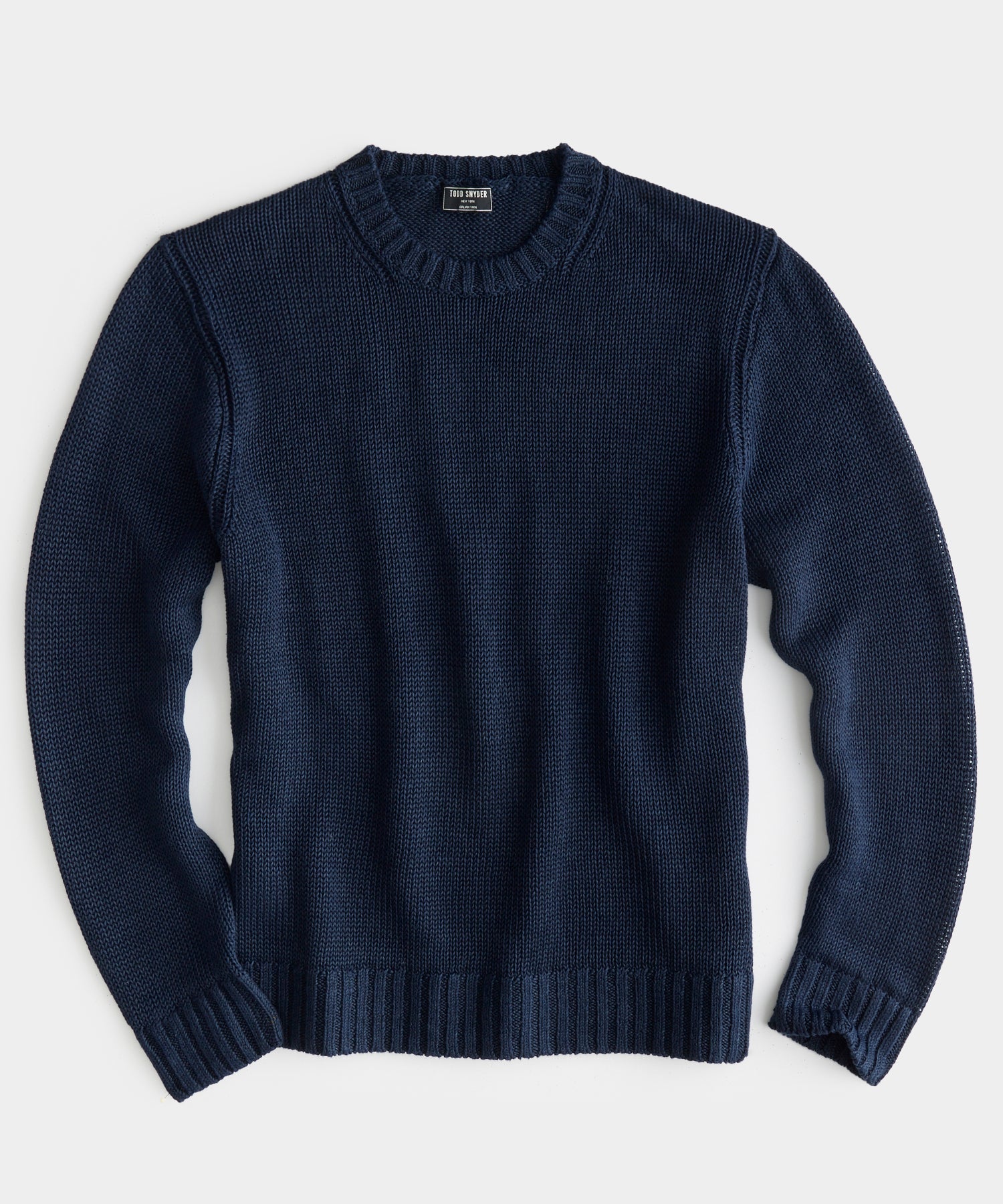 Italian Linen Crewneck Sweater in Navy