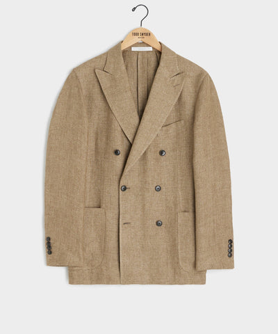 Italian Linen Double Breasted Jacket in Sand