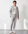 Italian Linen Madison Drawstring Trouser in Grey Houndstooth