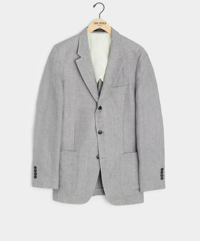 Italian Linen Madison Jacket in Light Grey Herringbone