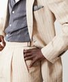 Italian Linen Madison Suit in Ecru Pinstripe