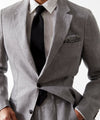 Italian Linen Madison Suit in Light Grey Herringbone