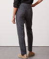 Italian Linen Side Tab Trouser in Charcoal Pinstripe