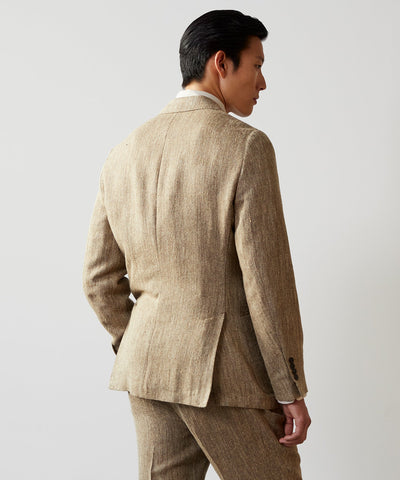 Italian Linen Silk Madison Jacket in Light Brown