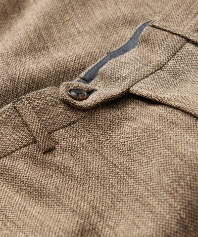 Italian Linen Silk Madison Trouser in Light Brown