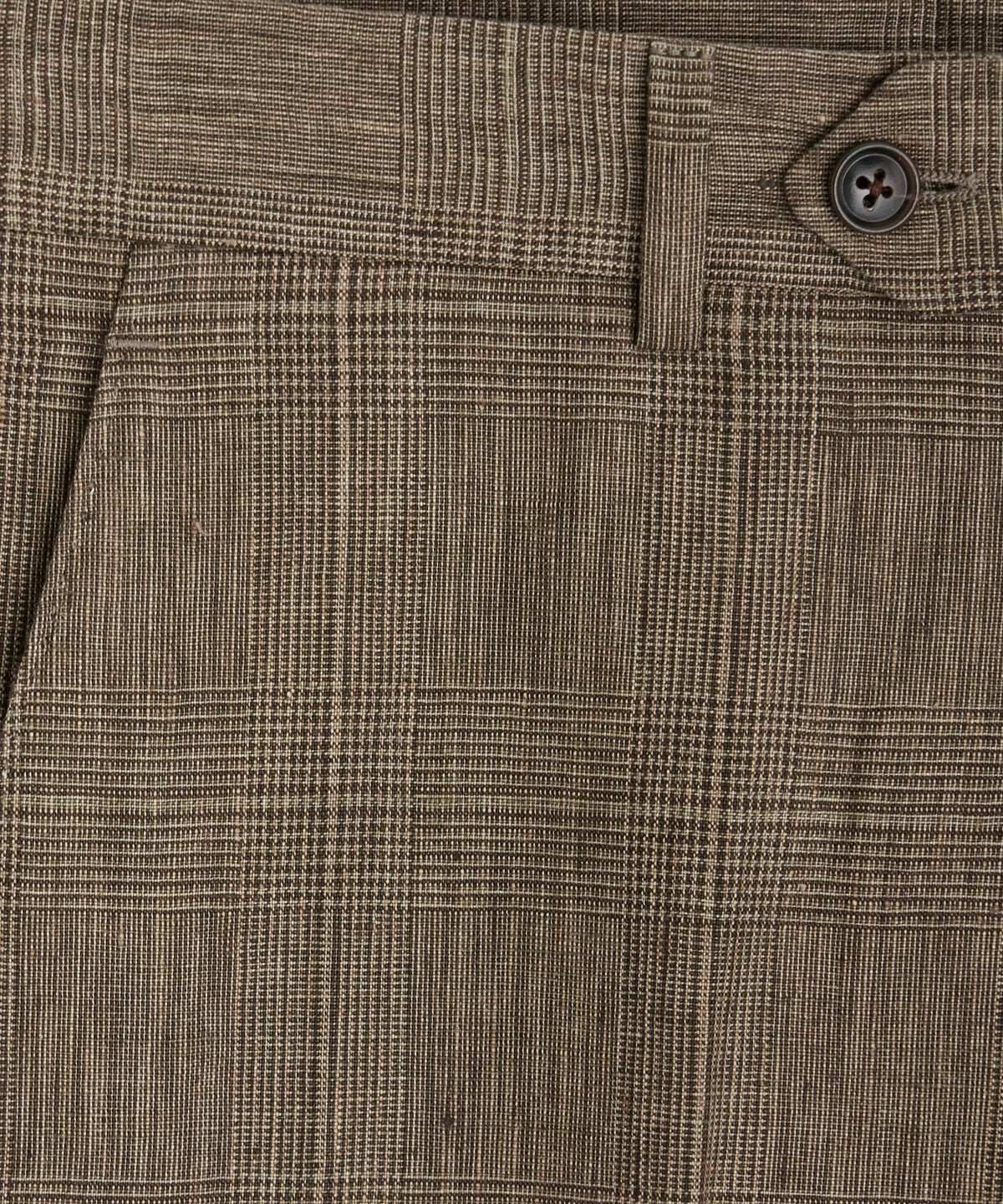 Italian Linen Sutton Trouser in Olive Glenplaid