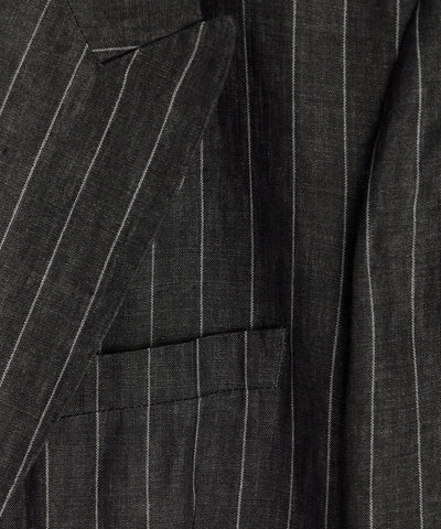 Italian Linen Wythe Suit Jacket in Charcoal Pinstripe