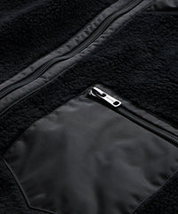 Italian Recycled Fleece Full-Zip Jacket in Black