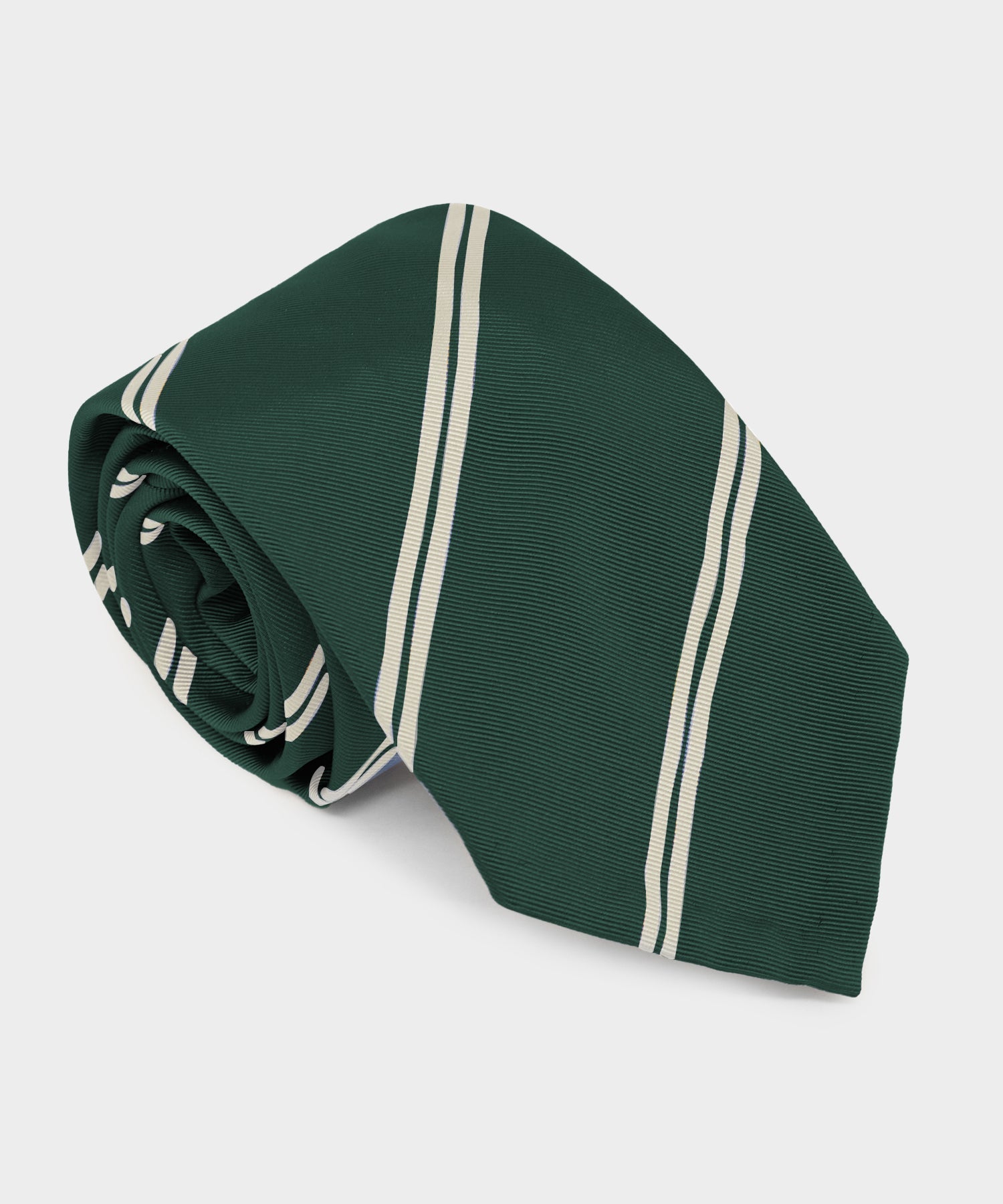 Italian Silk Tie in Evergreen Double Stripe
