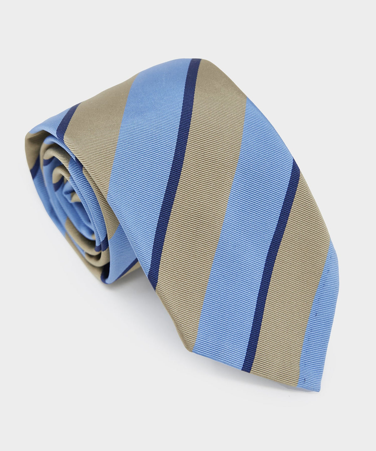 Italian Silk Tie in Khaki Block Stripe