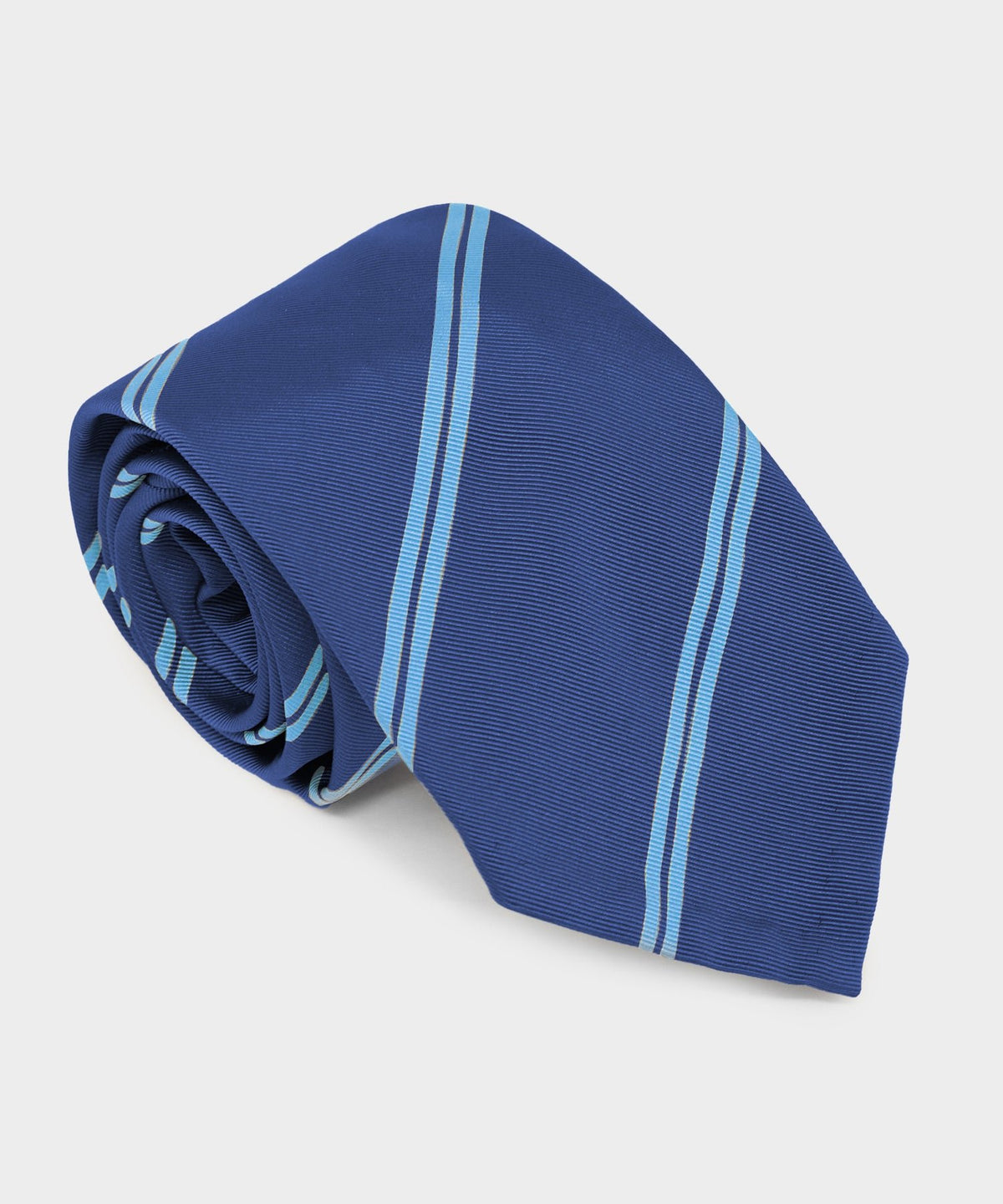 Italian Silk Tie in Navy Double Stripe