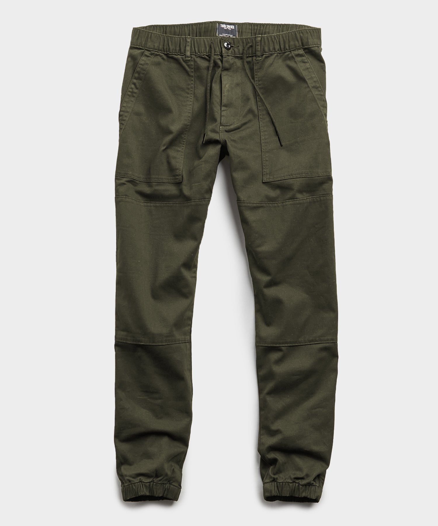 Italian Stretch Drawstring Camp Jogger in Olive