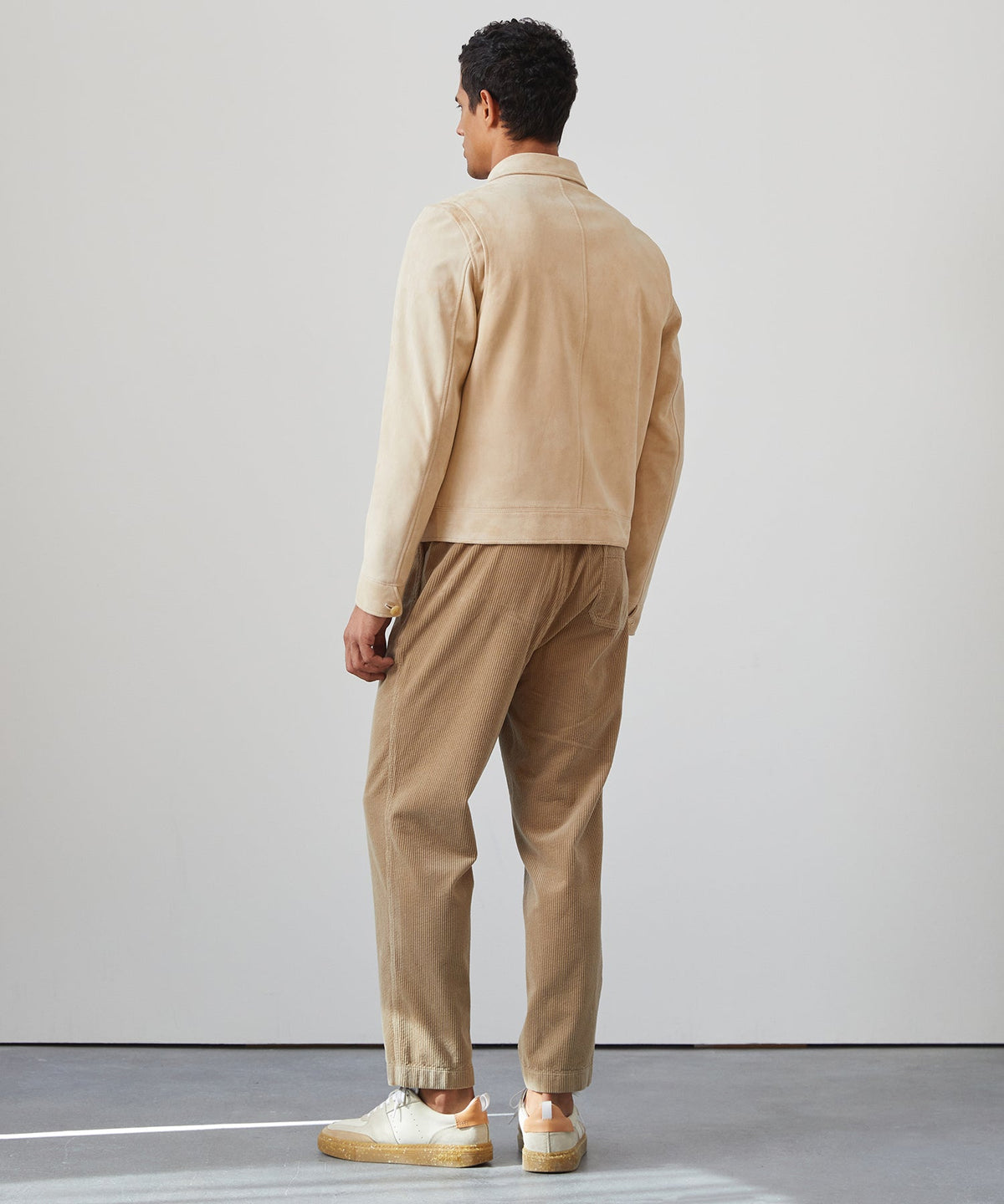 Italian Suede Dean Jacket in Light Taupe