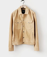 Italian Suede Snap Dylan Jacket in Cappuccino