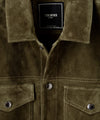 Italian Suede Snap Dylan Jacket in Olive