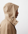 Italian Tech Hooded Mac Coat in Khaki Houndstooth