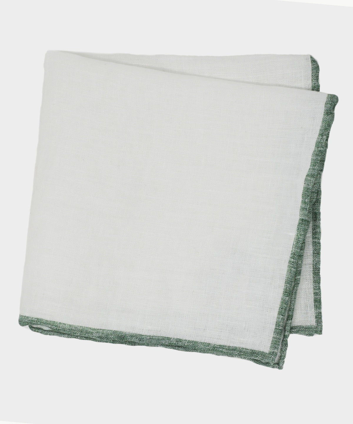 Italian Tipped Linen Pocket Square in Green