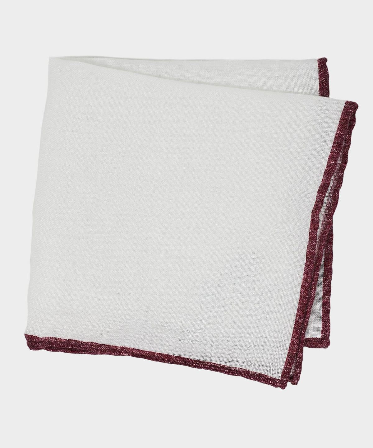 Italian Tipped Linen Pocket Square in Maroon