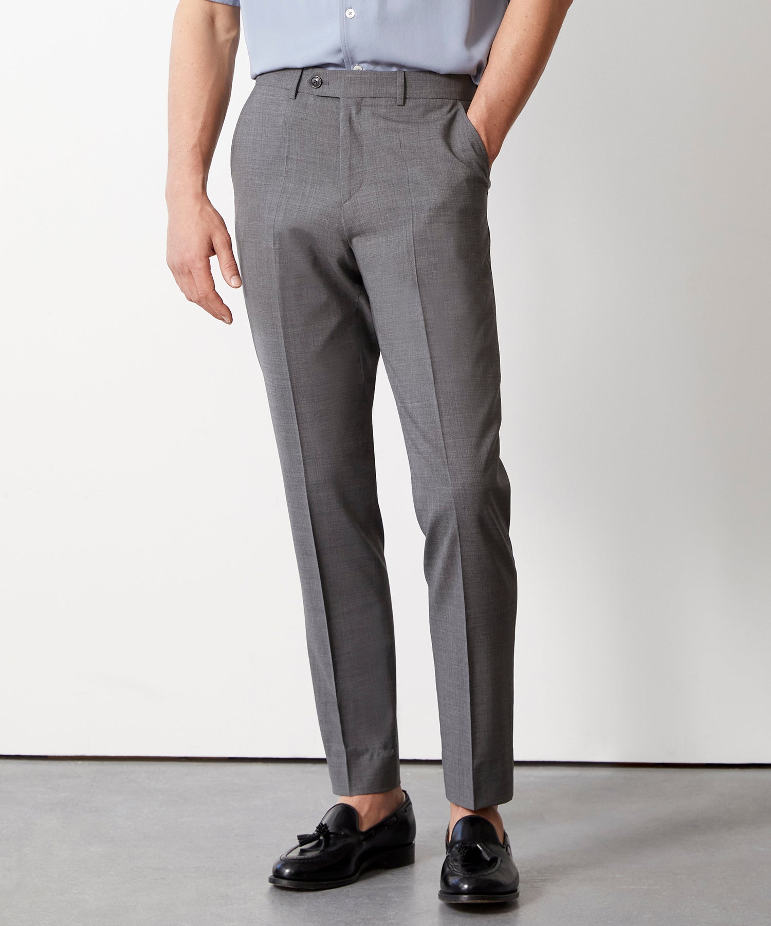 Italian Tropical Wool  Sutton Suit Pant in Charcoal