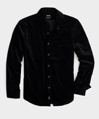 Italian Velvet Overshirt in Black