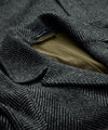 Italian Wool Balmacaan in Charcoal Herringbone