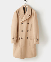 ITALIAN WOOL DOUBLE BREASTED OFFICER TOPCOAT IN CAMEL