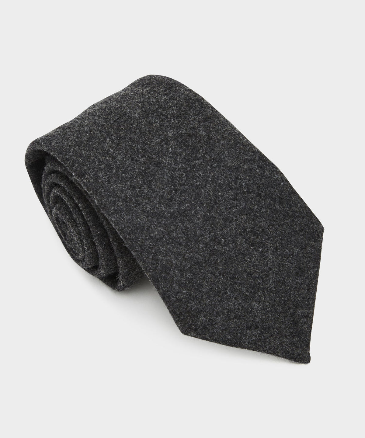 Italian Wool Flannel Tie in Charcoal
