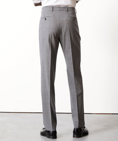 Italian Wool Sutton Trouser in Grey Pinstripe