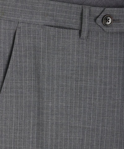 Italian Wool Sutton Trouser in Grey Pinstripe