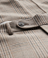 Italian Wool Sutton Trouser in Khaki Glen Plaid
