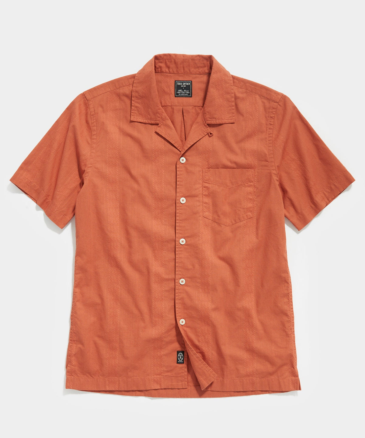 Jacquard Camp Collar Shirt in Rust