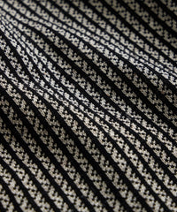 Jacquard Stripe Knit Polo Shirt in Black