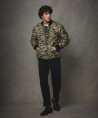 Japanese Quilted Down Snap Bomber Jacket in Tiger Camo