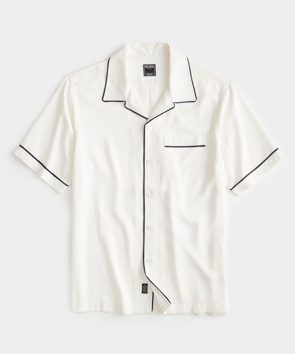 Japanese Tipped Rayon Lounge Shirt in White