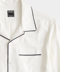 Japanese Tipped Rayon Lounge Shirt in White