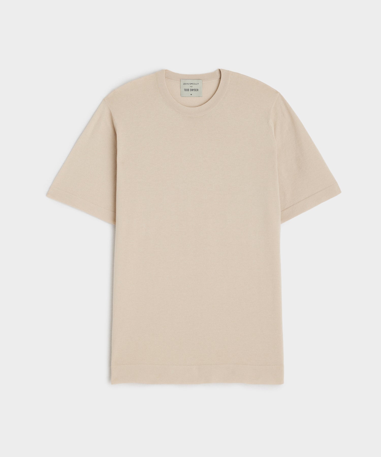 John Smedley x Todd Snyder Lorca Short Sleeve Knit Shirt in Toasted Almond