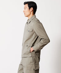 LIGHTWEIGHT COTTON MILITARY JACKET IN FADED SURPLUS