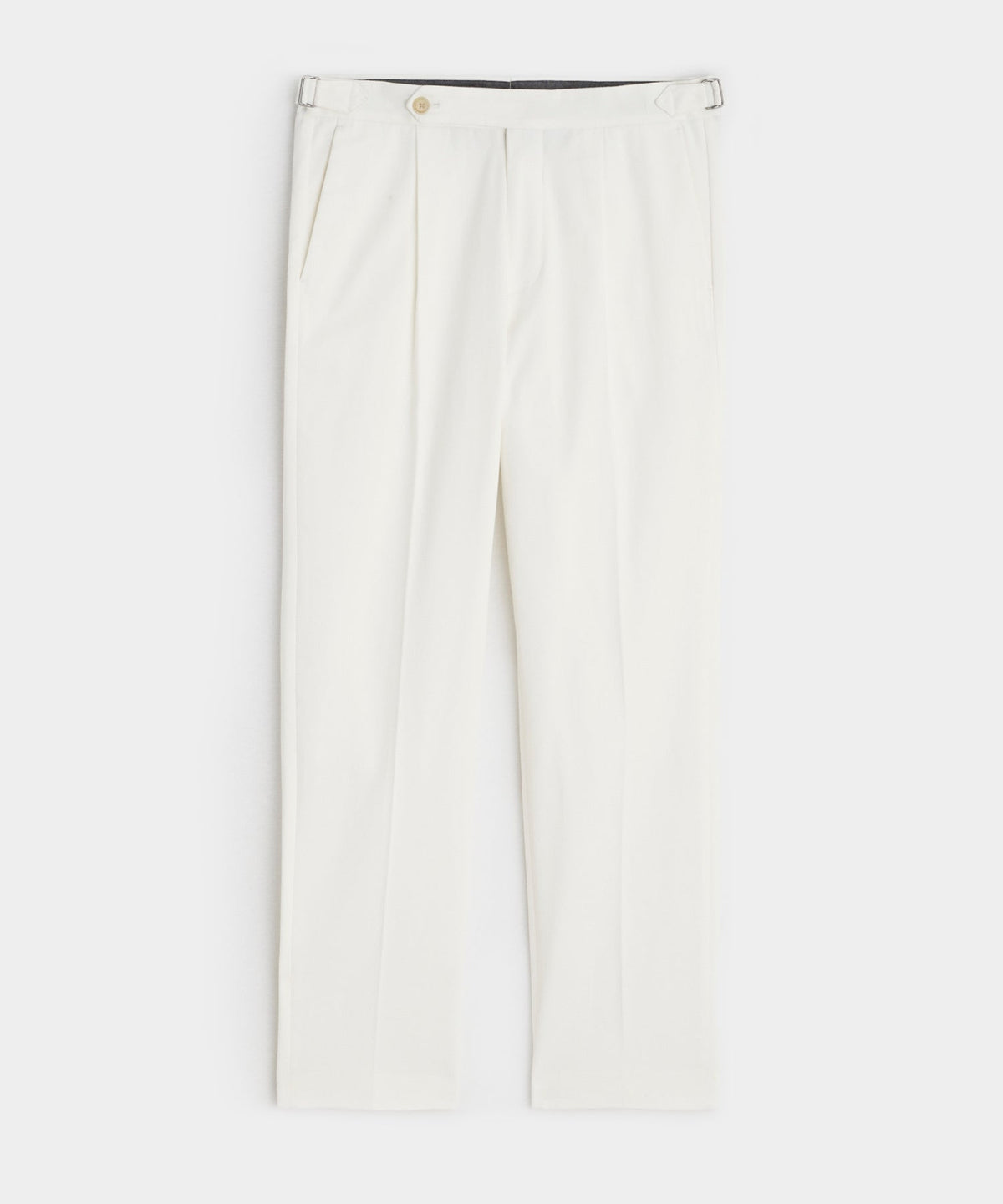 Lightweight Cotton Side Tab Trouser in White