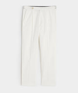 Lightweight Cotton Side Tab Trouser in White