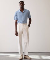 Lightweight Cotton Side Tab Trouser in White