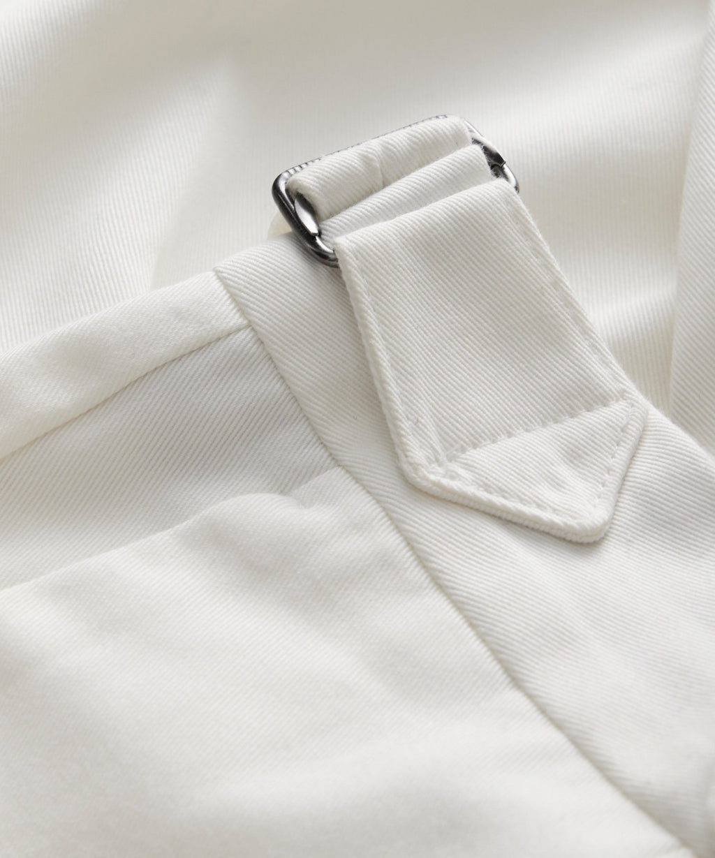 Lightweight Cotton Side Tab Trouser in White