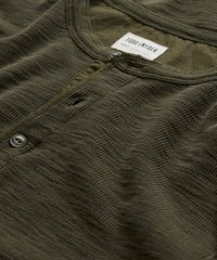 Lightweight Mini Waffle Henley in Snyder Olive