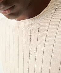 Linen Crewneck Sweater in Off White