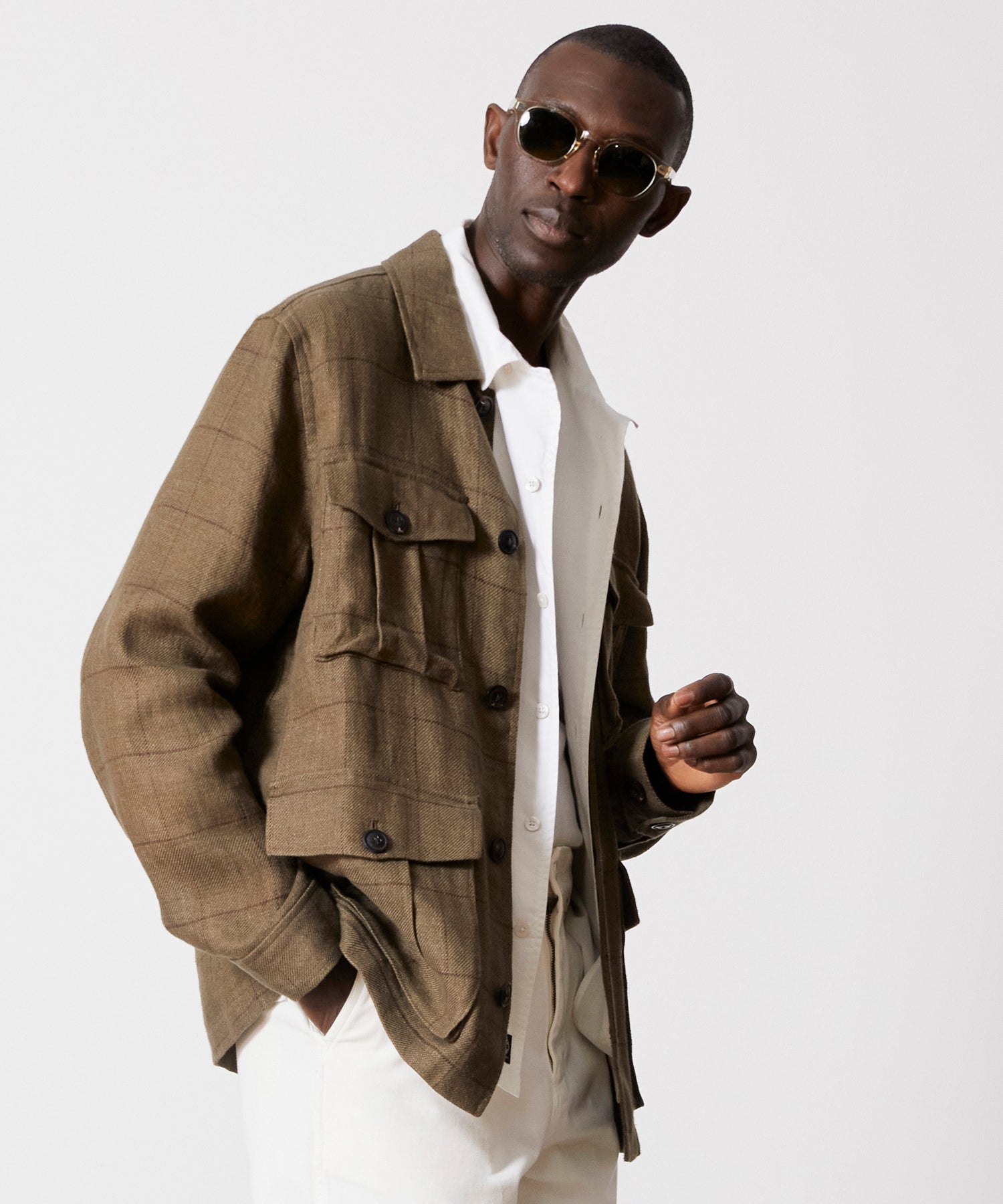 ジャケット・アウター EAPHI LINEN LIKE OVER JACKET Linen Field Jacket in Olive Windowpane – Todd Snyder