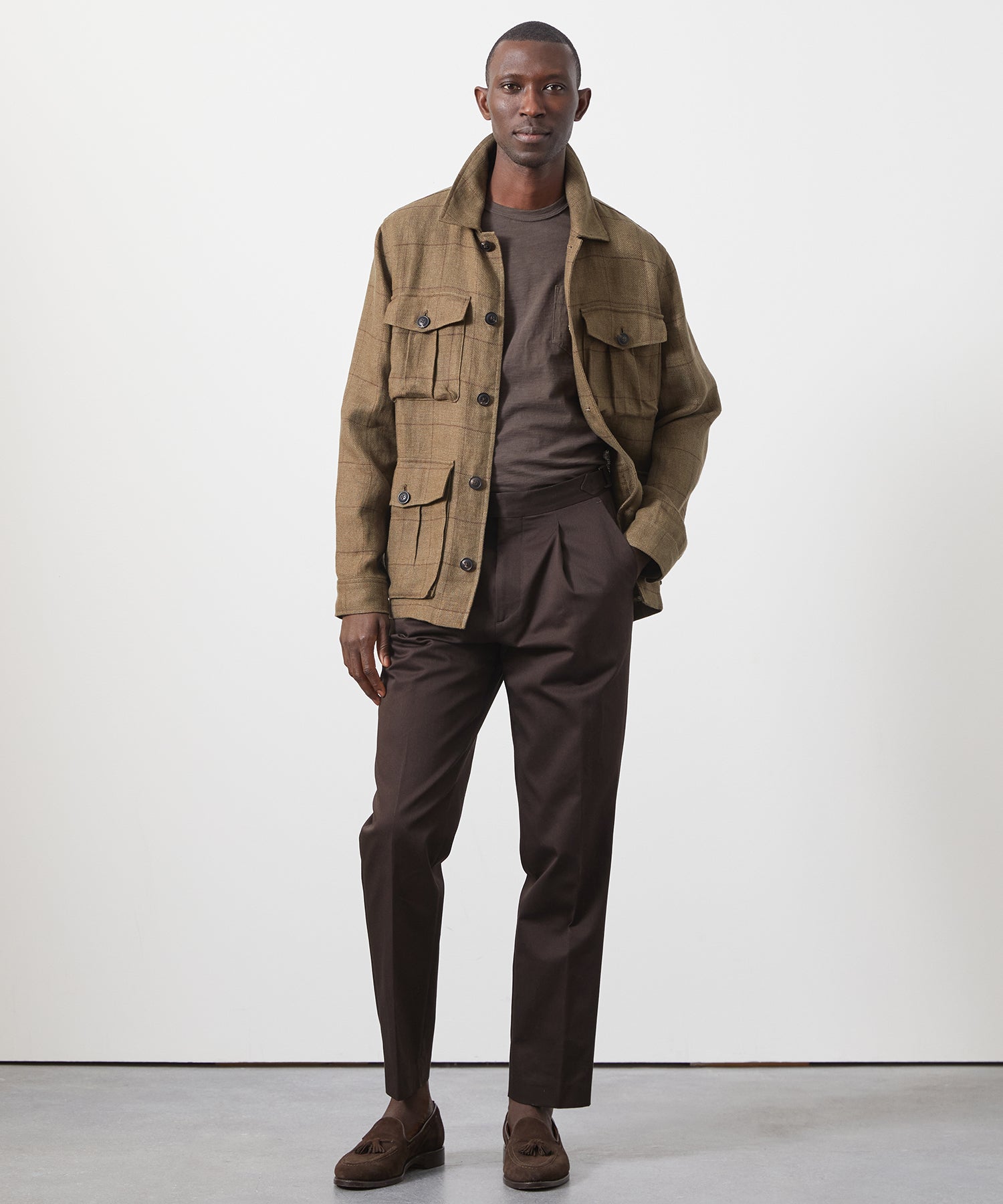 Linen Field Jacket in Olive Windowpane – Todd Snyder