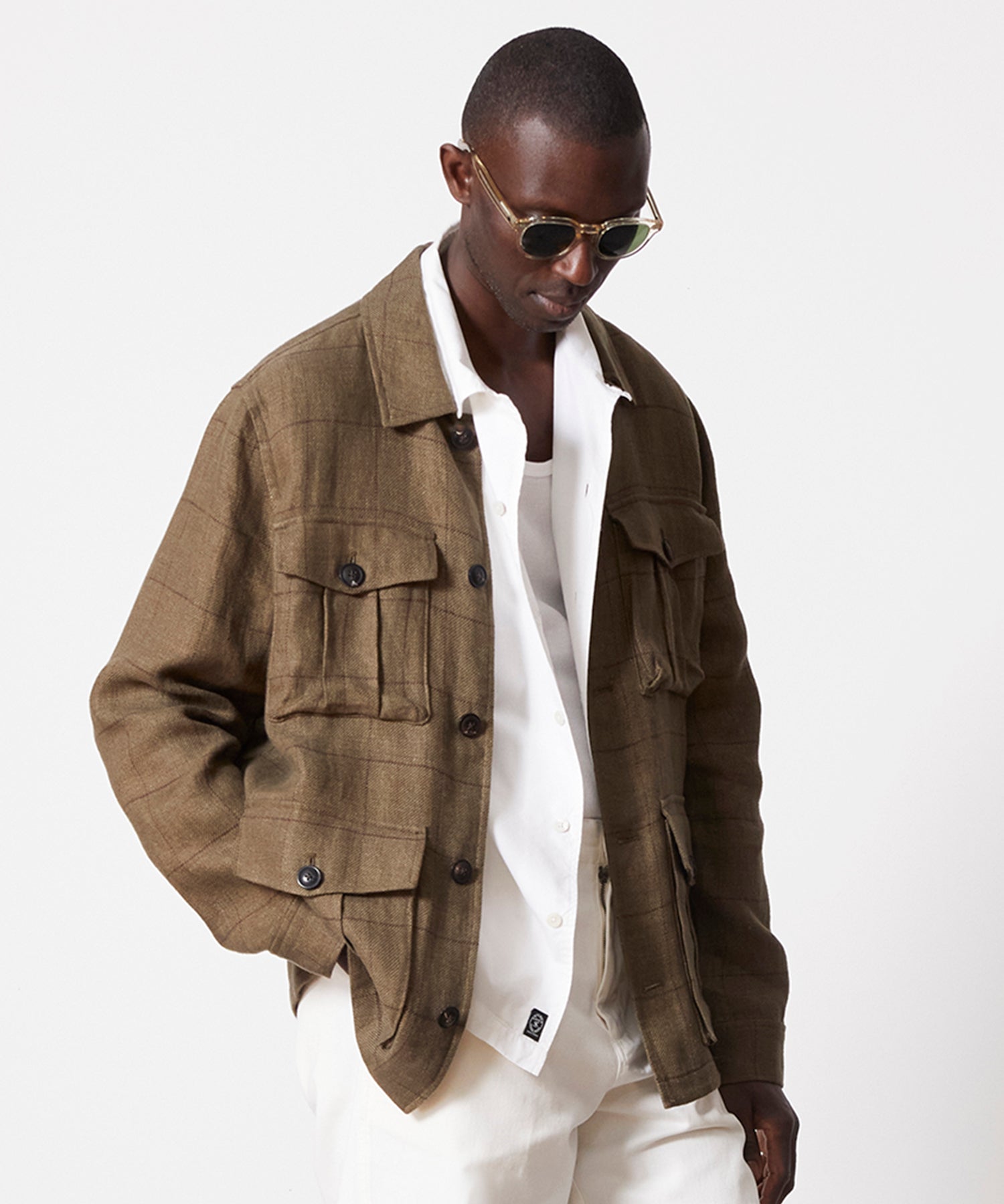 ジャケット・アウター EAPHI LINEN LIKE OVER JACKET Linen Field Jacket in Olive Windowpane – Todd Snyder