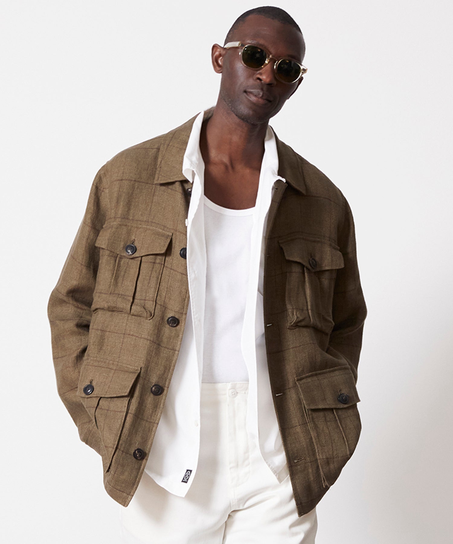 Linen Field Jacket in Olive Windowpane – Todd Snyder