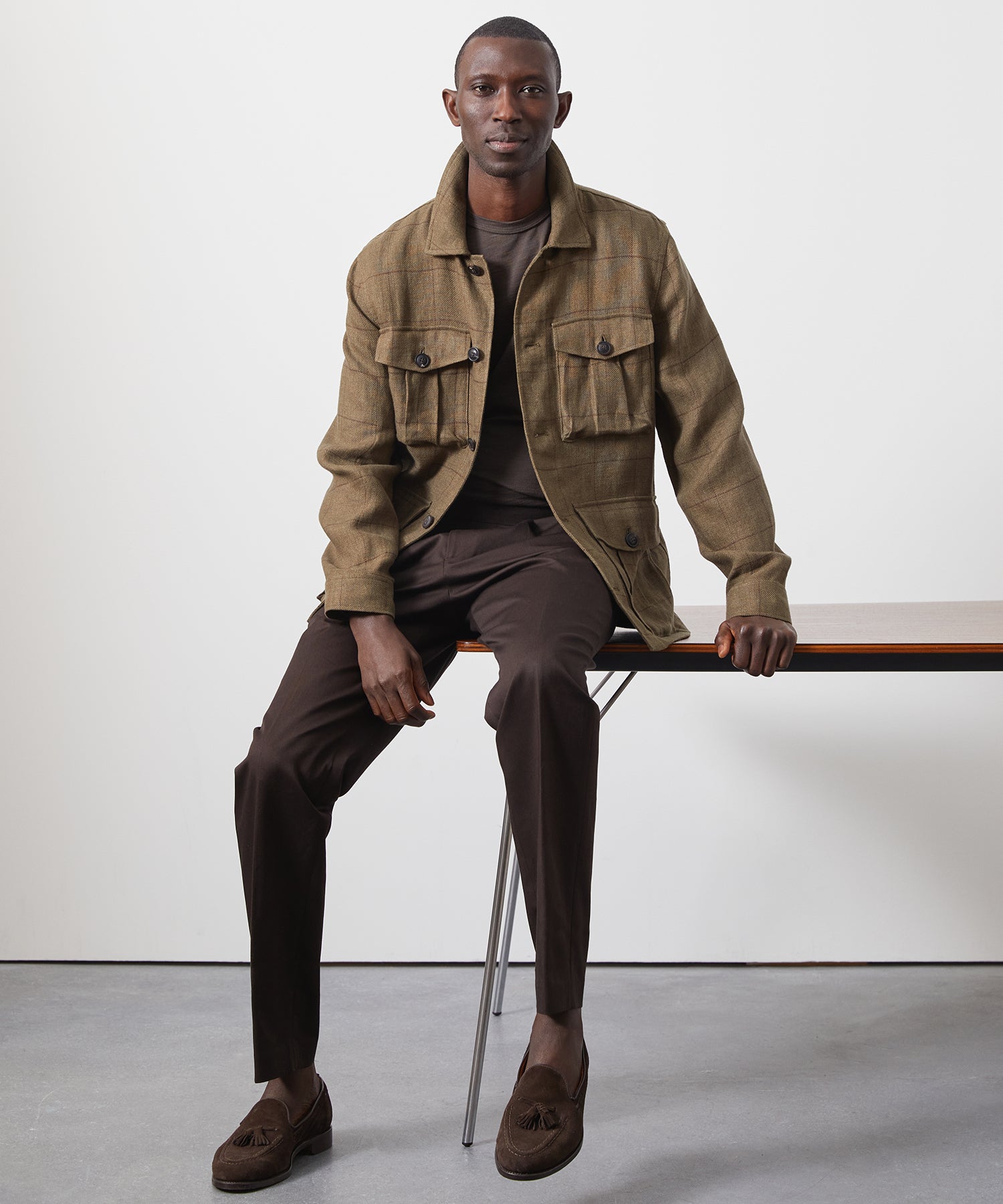 Linen Field Jacket in Olive Windowpane – Todd Snyder